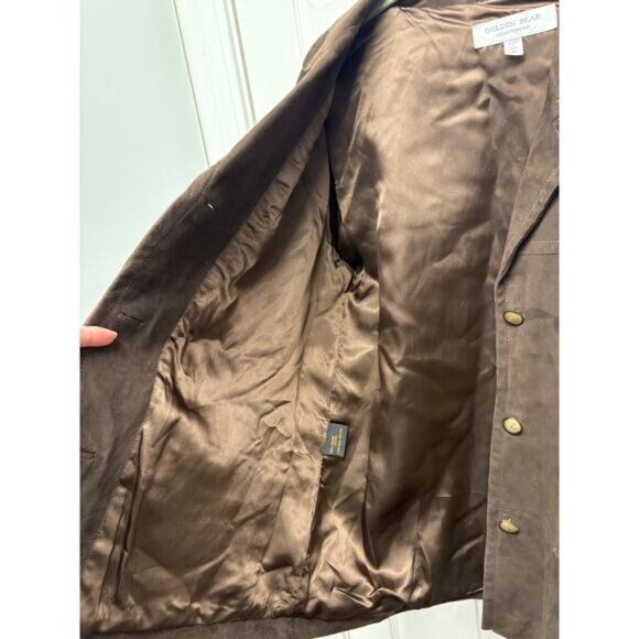Vintage Golden Bear Brown Suede Jacket Lined Leather Barn Coat Women’s Size M - Picture 4 of 7